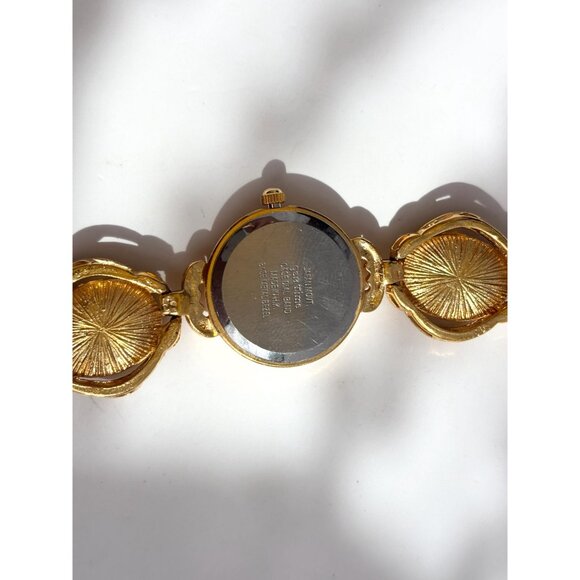 Gem Time Mother of Pearl Gold Toned Rhinestone Vintage Wristwatch 22mm - WORKS! - Picture 6 of 10